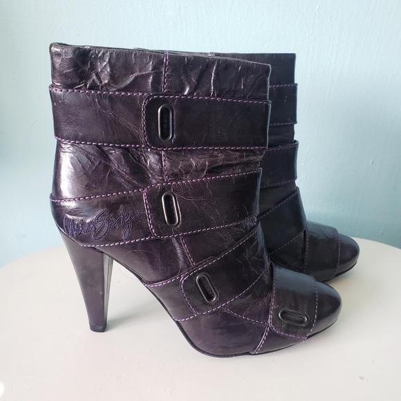 vintage Y2K strappy booties heels boots shoes Miss Sixty contrast stitch rave S - Picture 10 of 10